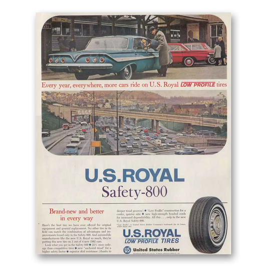 1961 US Royal Tires Every Year Everywhere Vintage Magazine Print Ad