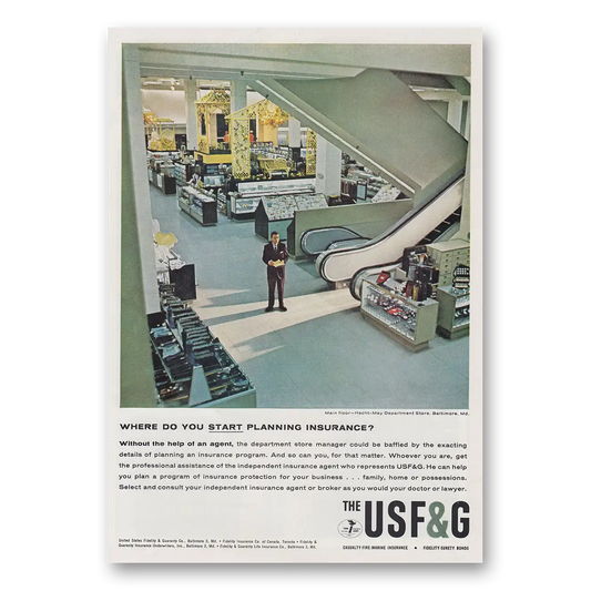 1961 USF&G Start Planning Insurance Vintage Magazine Print Ad