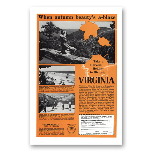 1961 Virginia Autumn Beautys A Blaze Vintage Magazine Print Ad