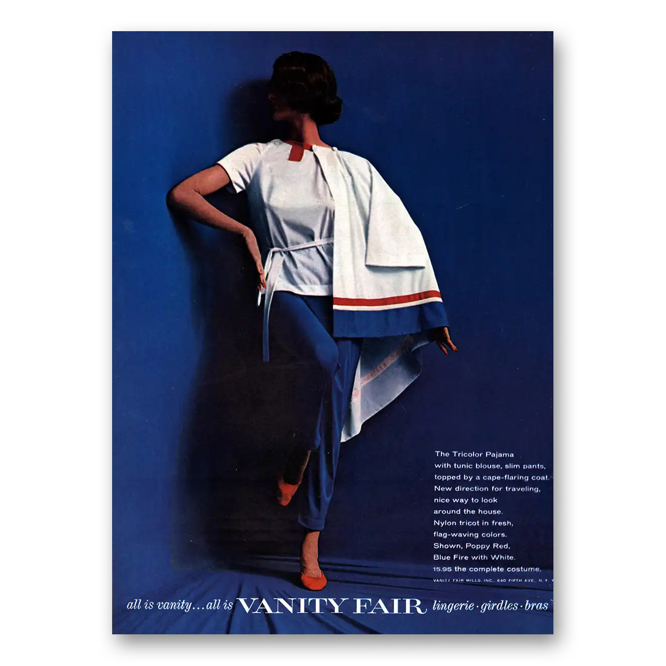 1961 Vanity Fair Undergarments Tricolor Pajama Vintage Magazine Print Ad