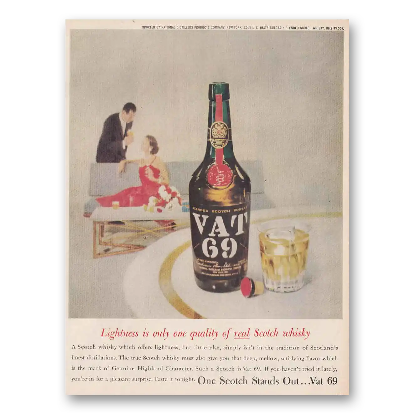 1961 VAT69 Lightness is Only One Quality of Real Scotch Vintage Magazine Print Ad