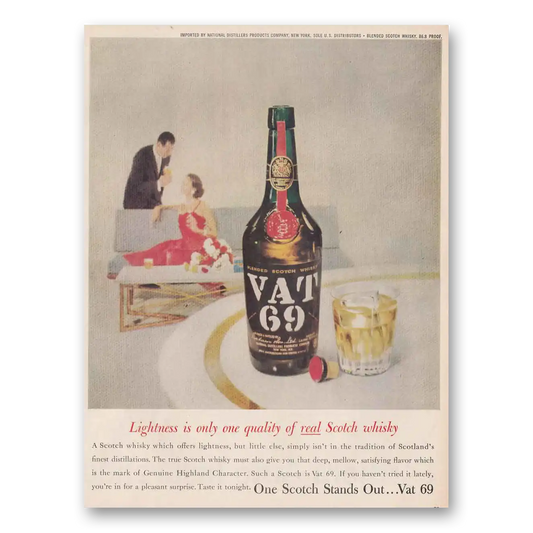 1961 VAT69 Lightness is Only One Quality of Real Scotch Vintage Magazine Print Ad