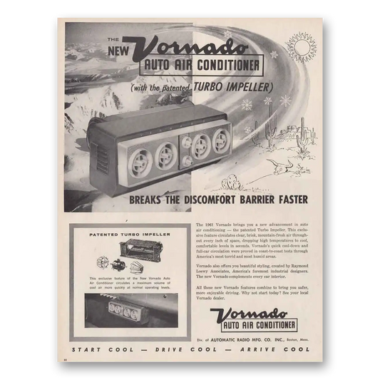 1961 Vornado Auto Air Conditioner Turbo Impeller Vintage Magazine Print Ad