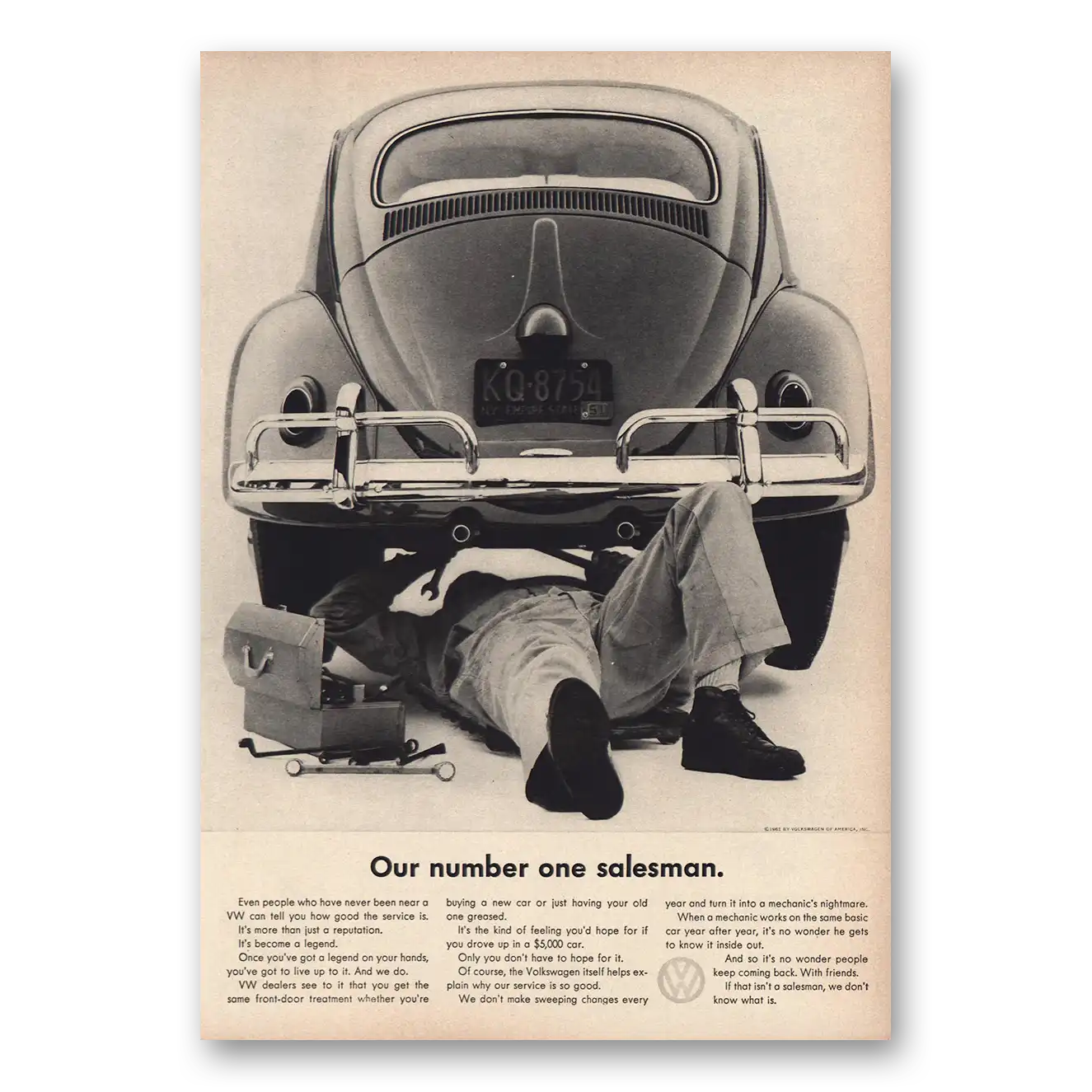 1961 Volkswagen Our Number One Salesman Vintage Magazine Print Ad