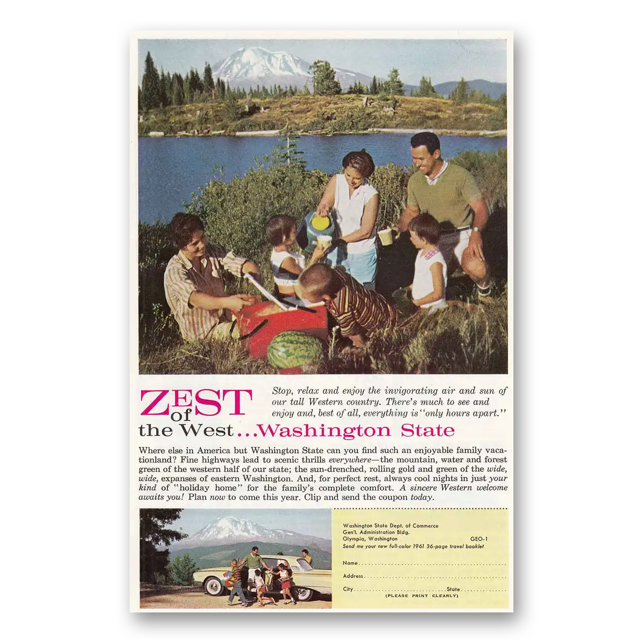 1961 Washington Zest of the West Vintage Magazine Print Ad