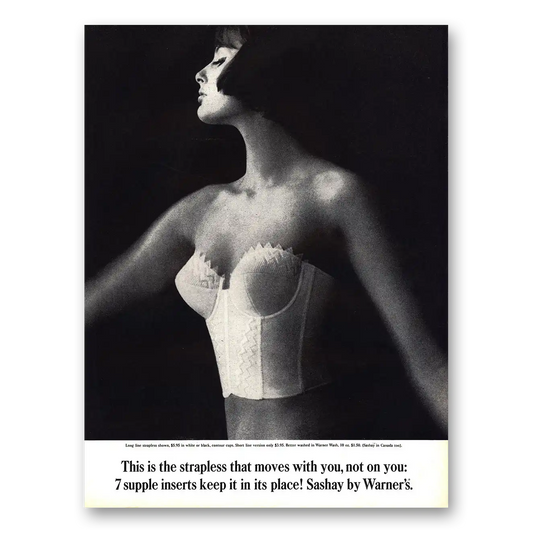 1961 Warners Bras This is the Strapless That Moves With You Vintage Magazine Print Ad