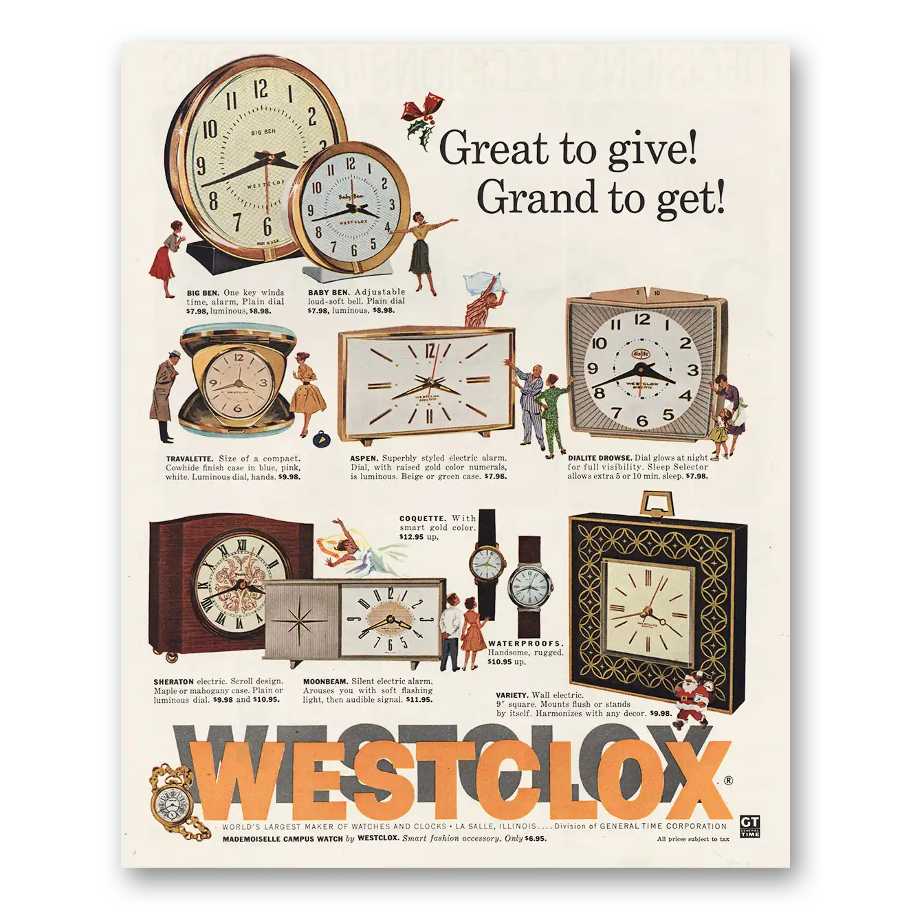 1961 Westclox Great Time to Give Grand to Get Vintage Magazine Print Ad