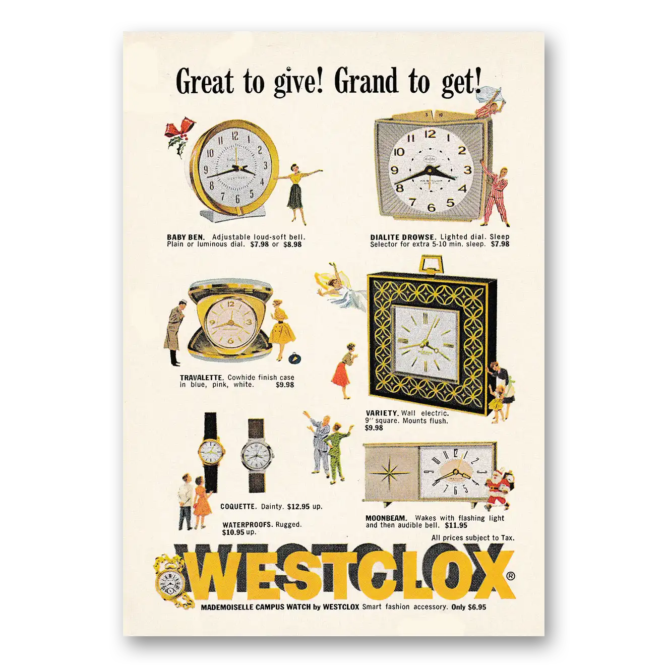 1961 Westclox Clocks Great to Give Grand to Get Vintage Magazine Print Ad