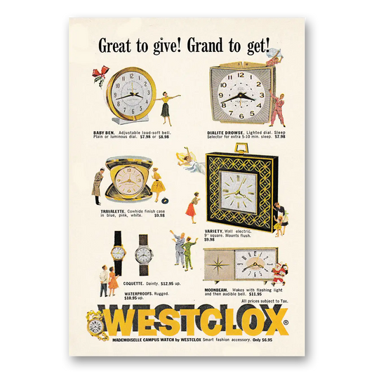 1961 Westclox Clocks Great to Give Grand to Get Vintage Magazine Print Ad