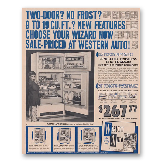 1961 Wizard Refrigerator Appliances Two Door No Frost Vintage Magazine Print Ad