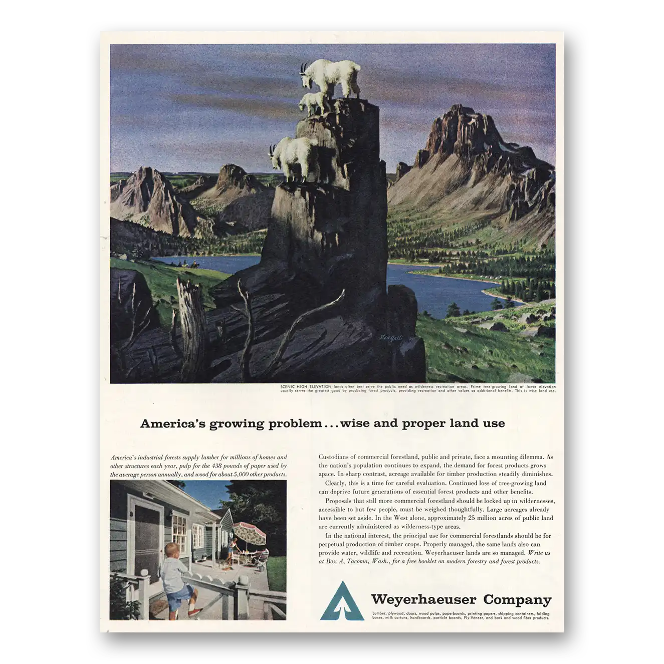 1961 Weyerhaeuser Scenic High Elevation Vintage Magazine Print Ad