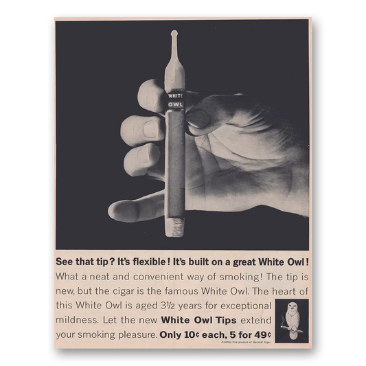 1961 White Owl Cigars See That Tip Its Flexible Vintage Magazine Print Ad