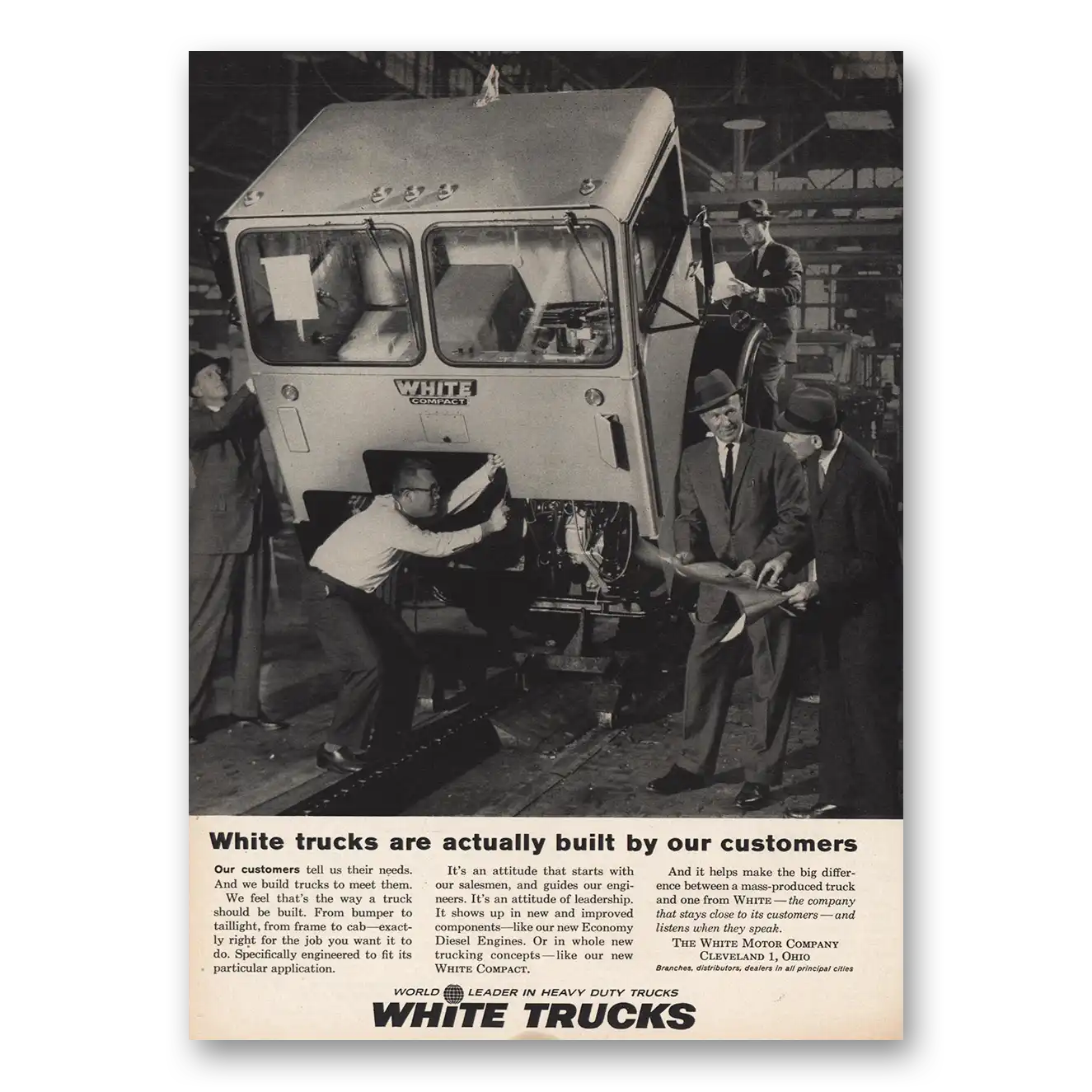 1961 White Trucks Actually Built By Customers Vintage Magazine Print Ad