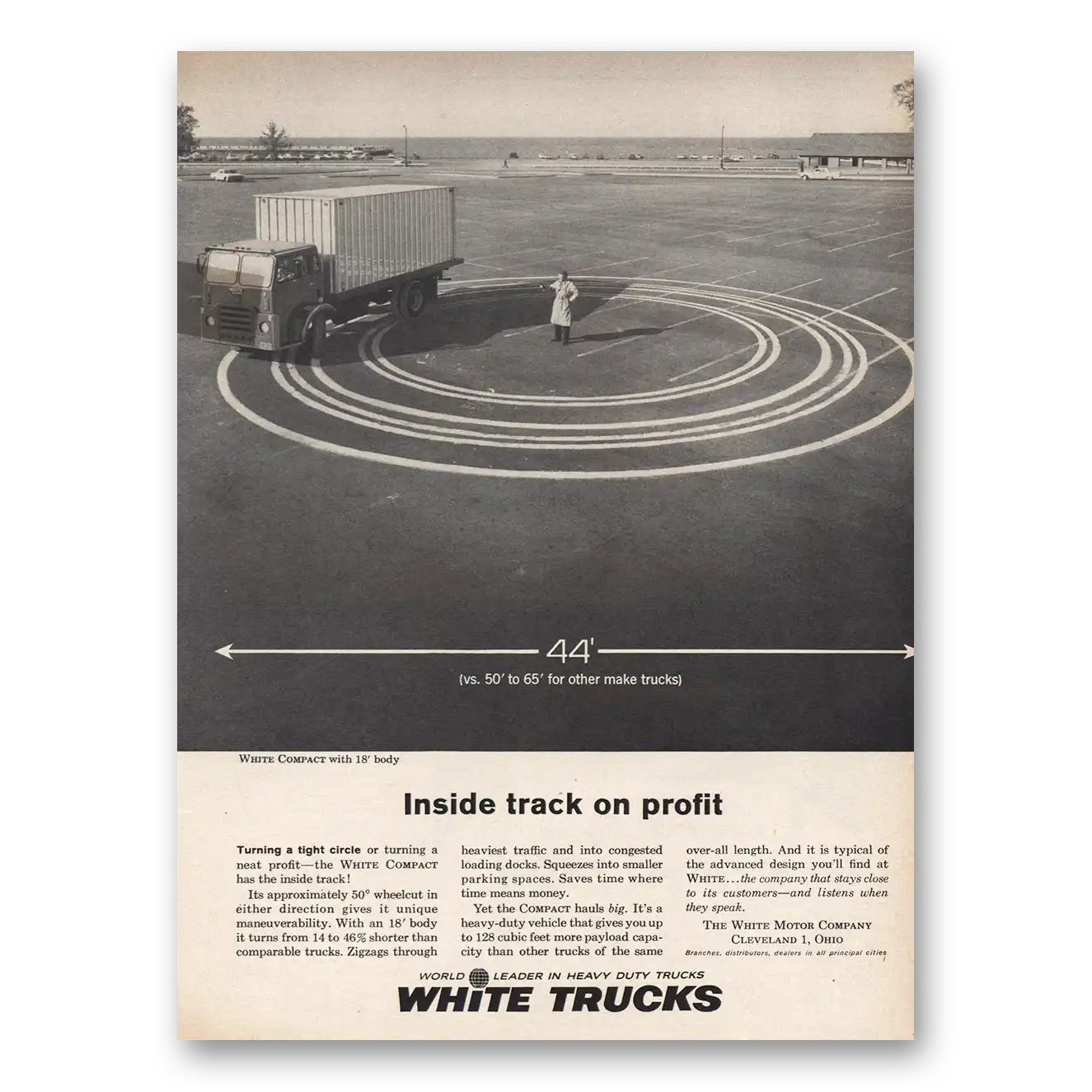 1961 White Trucks Inside Track On Profit Vintage Magazine Print Ad