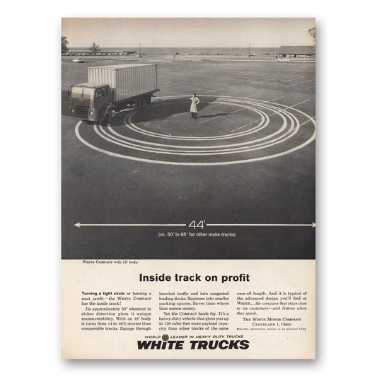 1961 White Trucks Inside Track On Profit Vintage Magazine Print Ad