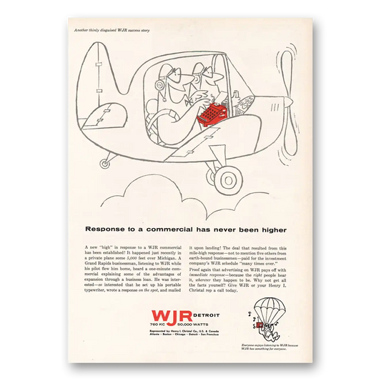 1961 WJR Detroit Response to Commercial Vintage Magazine Print Ad