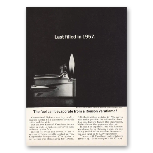 1961 Zippo Lighter Last Filled In Vintage Magazine Print Ad