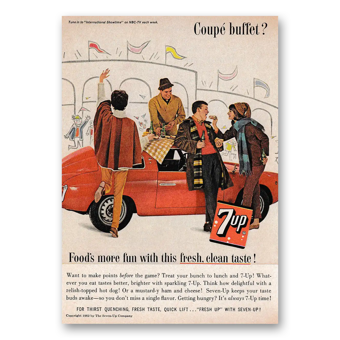 1962 7Up Coupe Buffet Vintage Magazine Print Ad