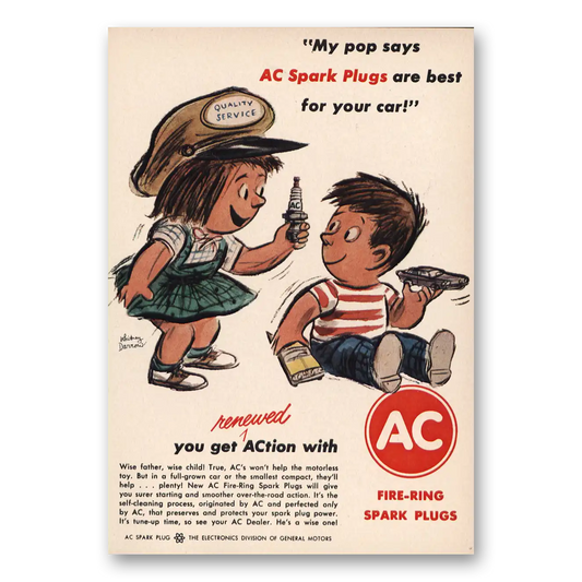 1962 AC Spark Plugs My Pop Says Vintage Magazine Print Ad