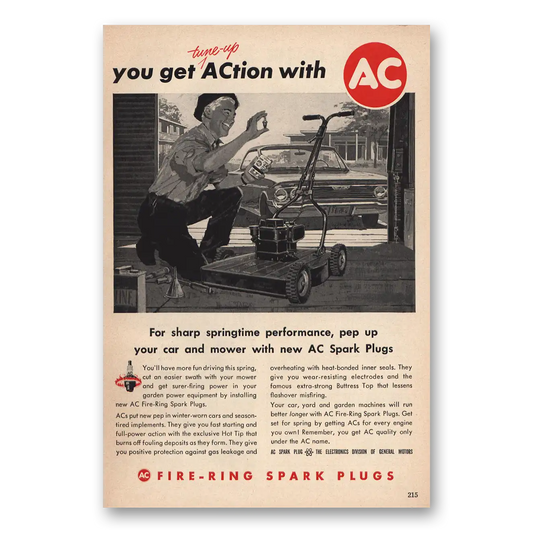 1962 AC Spark Plugs Sharp Springtime Perfomance Vintage Magazine Print Ad