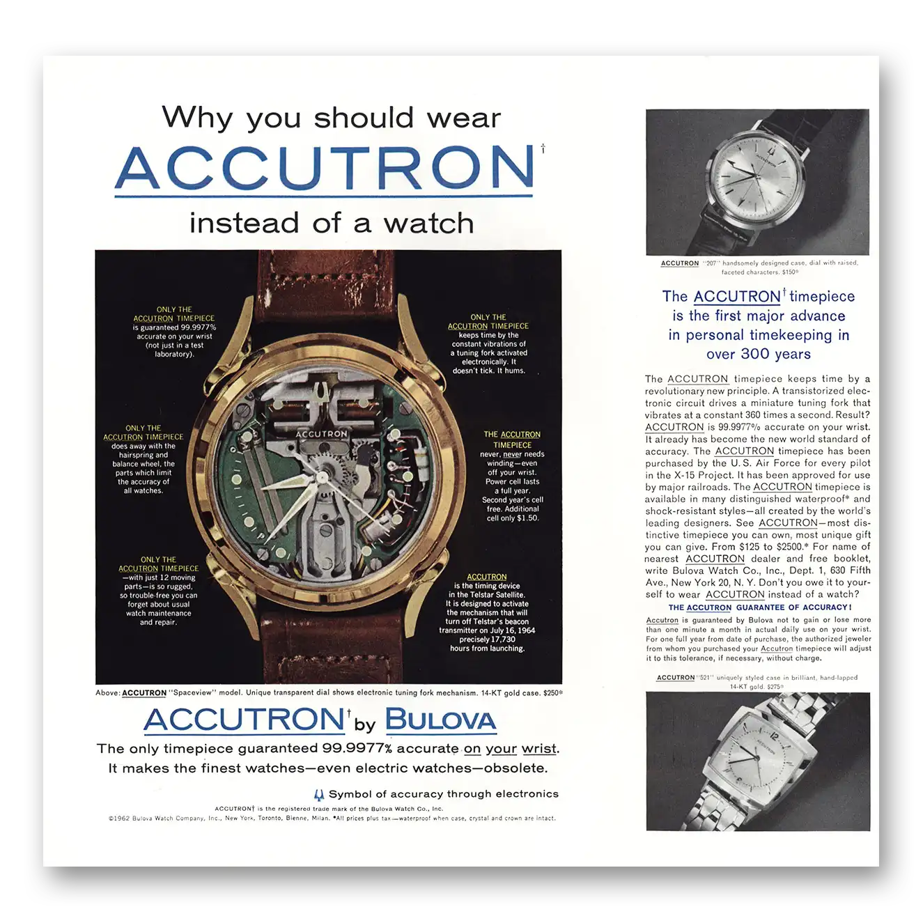 1962 Accutron Watch Why You Should Wear Vintage Magazine Print Ad