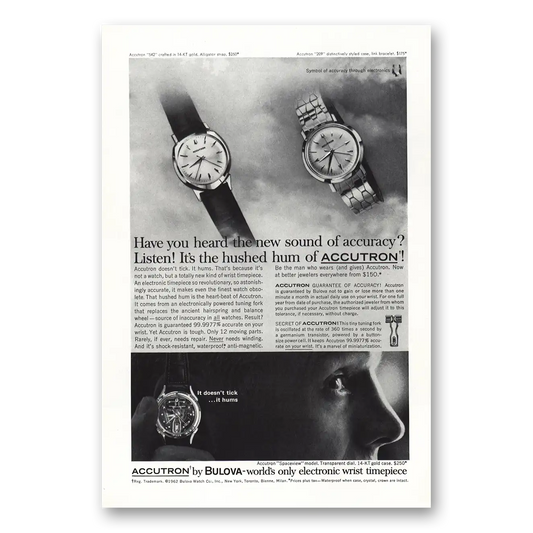 1962 Accutron Watch New Sound of Accuracy Vintage Magazine Print Ad