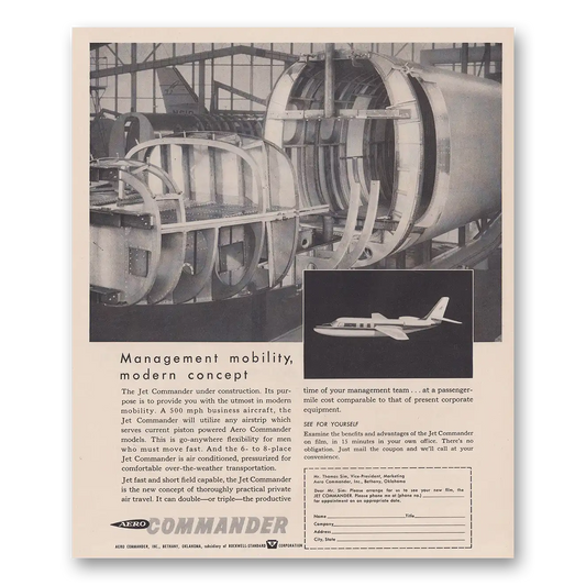 1962 Aero Commander Management Mobility Vintage Magazine Print Ad