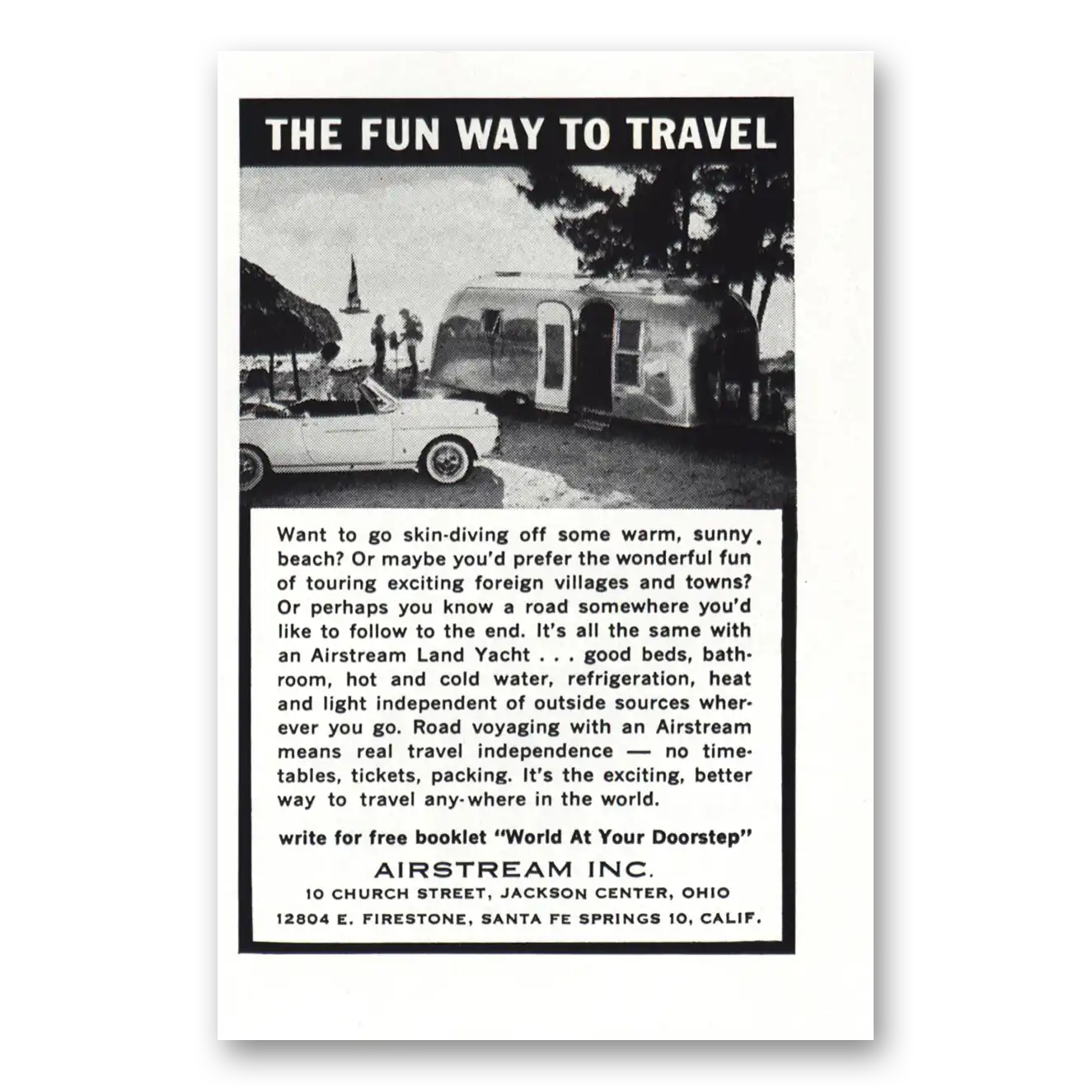 1962 Airstream Trailers Skin Diving Vintage Magazine Print Ad