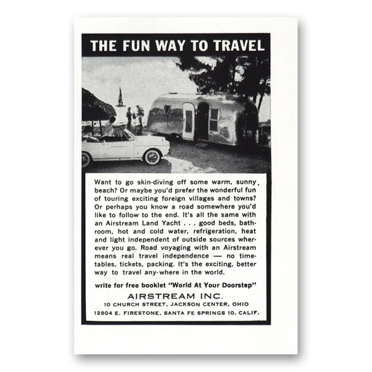 1962 Airstream Trailers Skin Diving Vintage Magazine Print Ad