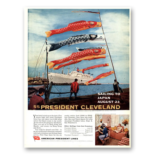 1962 American President Lines President Cleveland Vintage Magazine Print Ad