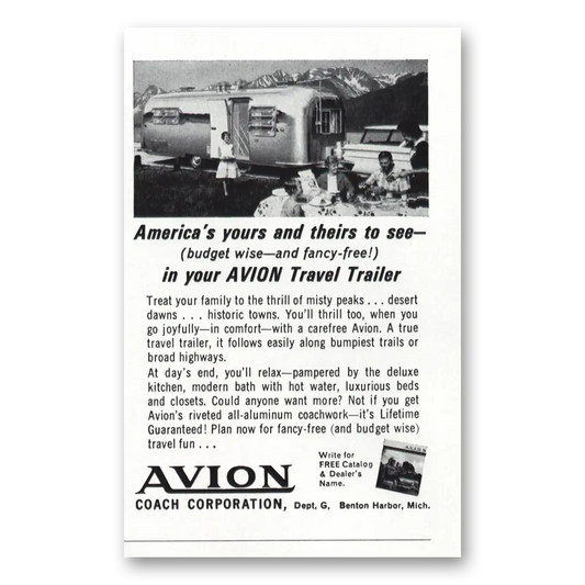 1962 Avion Coach Americas Yours and Theirs Vintage Magazine Print Ad