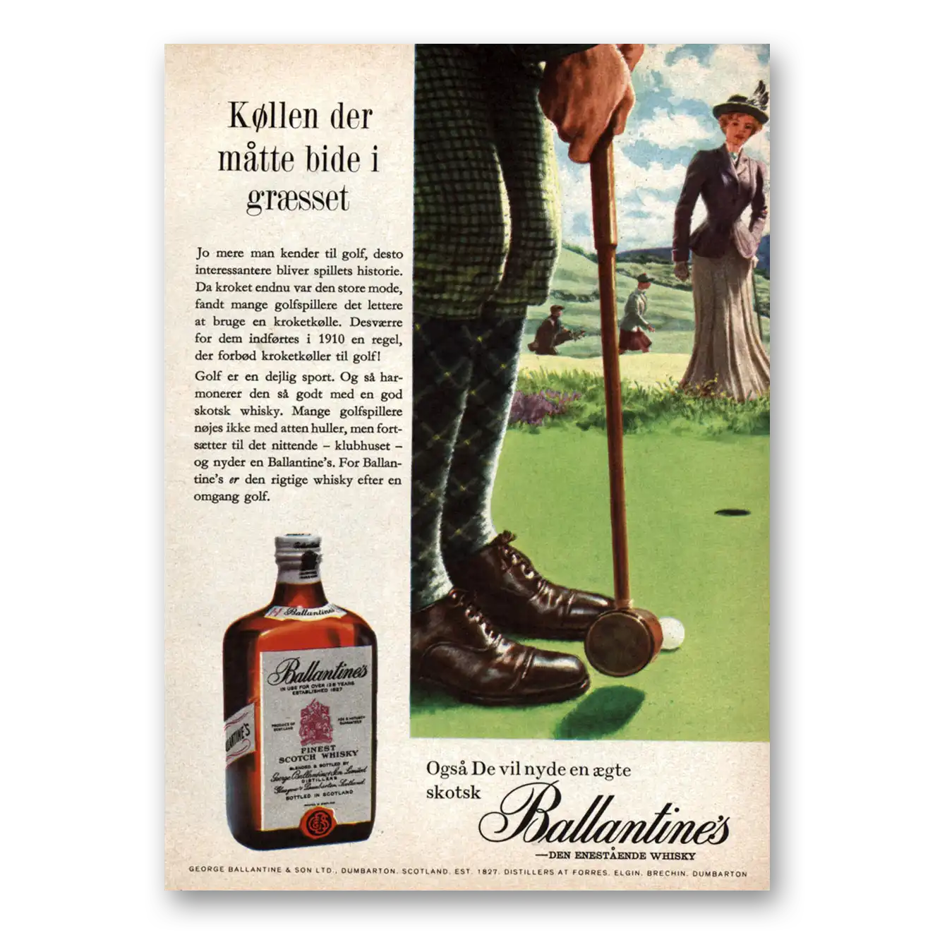 1962 Ballantines Ale Kollen Der Matte Dutch Vintage Magazine Print Ad