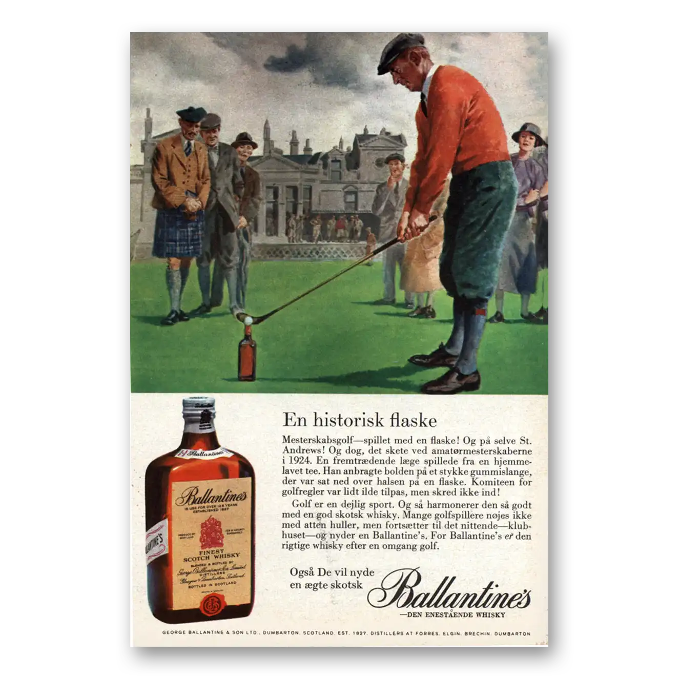 1962 Ballantines Ale En Historisk Flaske Dutch Vintage Magazine Print Ad