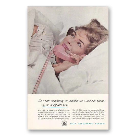 1962 Bell Telephone Something So Sensible as a Bedside Phone Vintage Magazine Print Ad