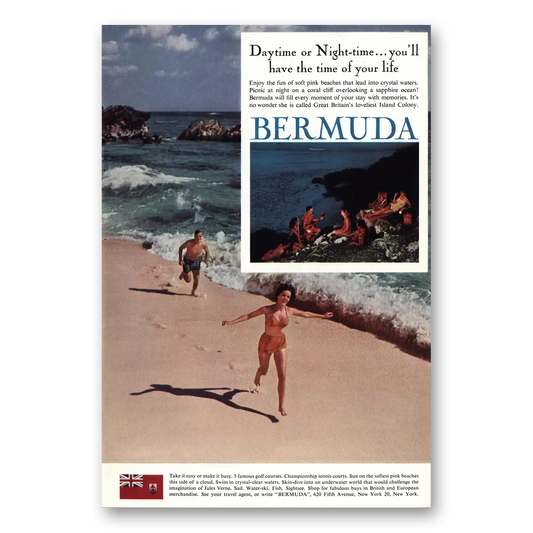 1962 Bermuda Swimming or Sightseeing Vintage Magazine Print Ad