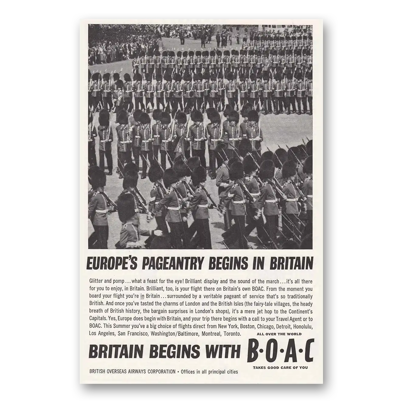 1962 British Airways BOAC Europes Pageantry Vintage Magazine Print Ad