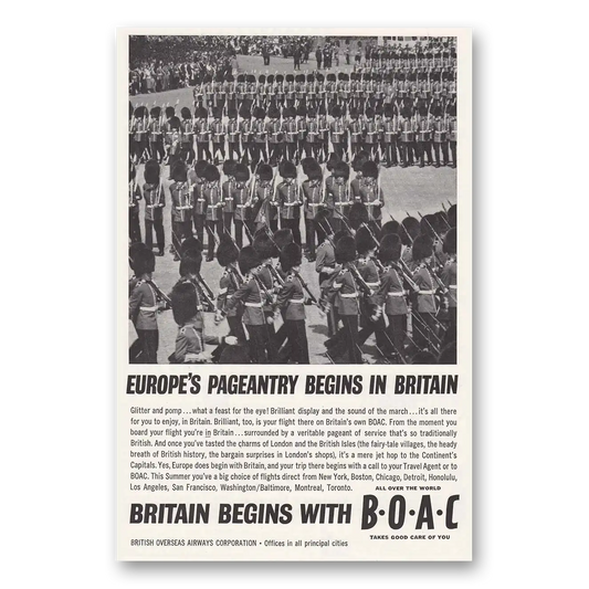 1962 British Airways BOAC Europes Pageantry Vintage Magazine Print Ad