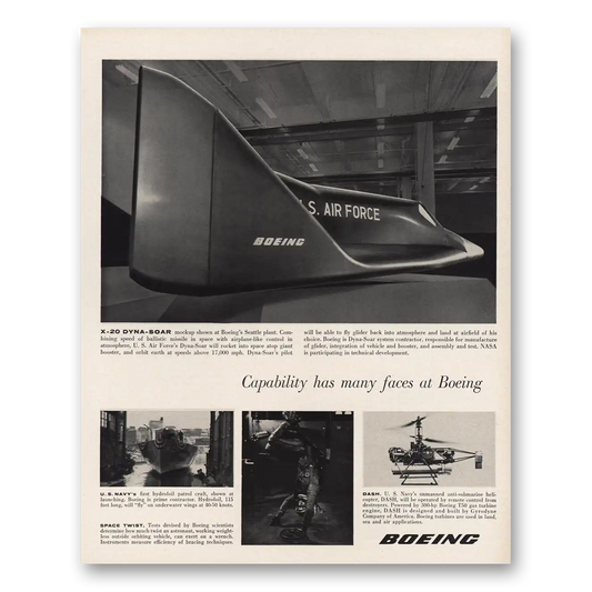 1962 Boeing X20 Dyna Soar Vintage Magazine Print Ad