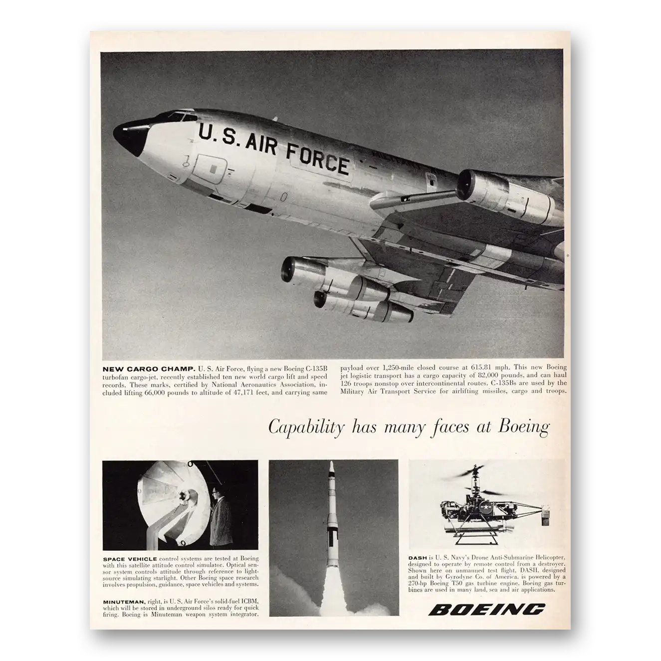 1962 Boeing Cargo Champ Vintage Magazine Print Ad