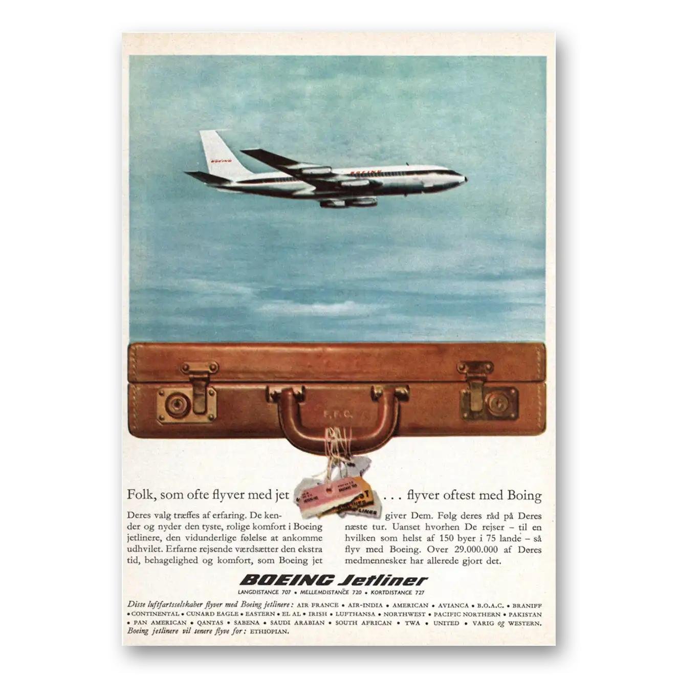 1962 Boeing Jetliners Folk Som Ofte Flyver Dutch Vintage Magazine Print Ad