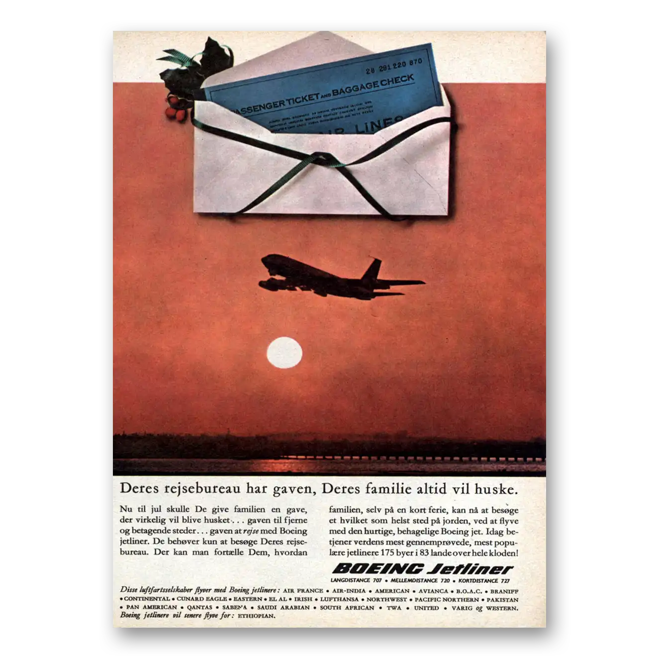 1962 Boeing Jetliners Deres Rejsebureau Dutch Vintage Magazine Print Ad