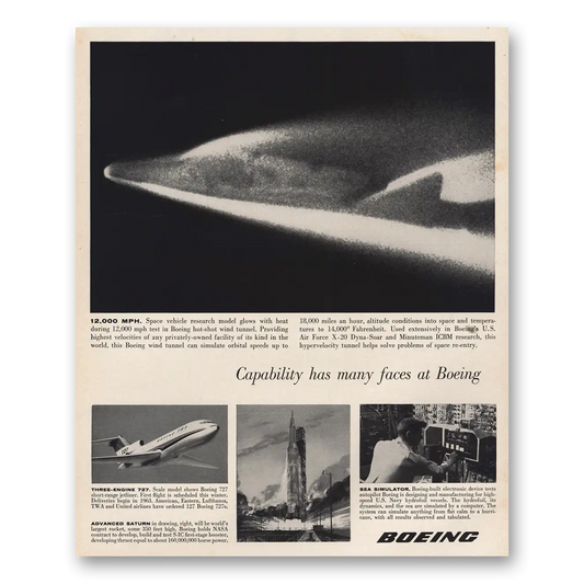 1962 Boeing Space Vehicle Research Model Glows Vintage Magazine Print Ad