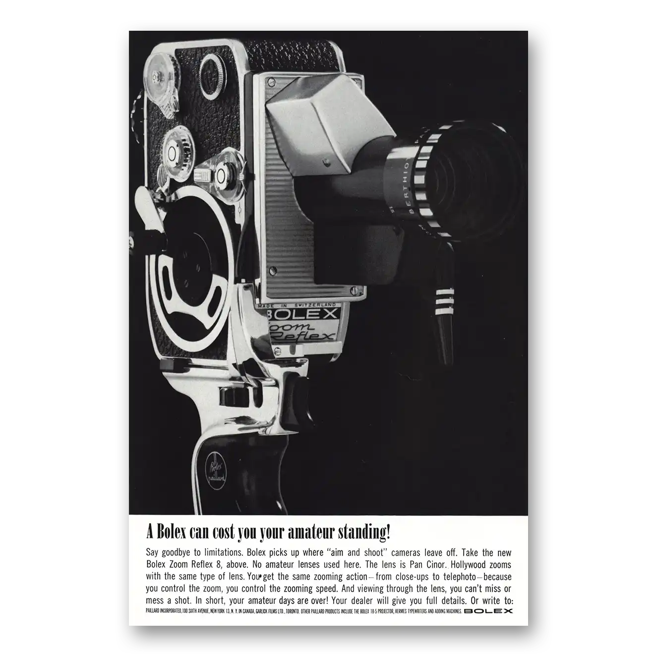 1962 Bolex Movie Camera Amateur Standing Vintage Magazine Print Ad