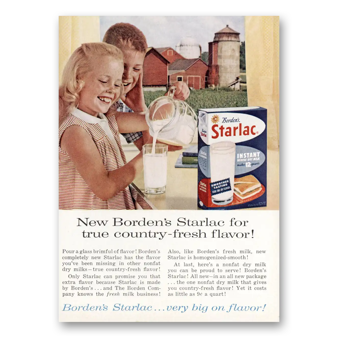 1962 Bordens Starlac Instant Milk True Country Fresh Flavor Vintage Magazine Print Ad