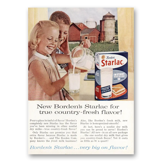 1962 Bordens Starlac Instant Milk True Country Fresh Flavor Vintage Magazine Print Ad