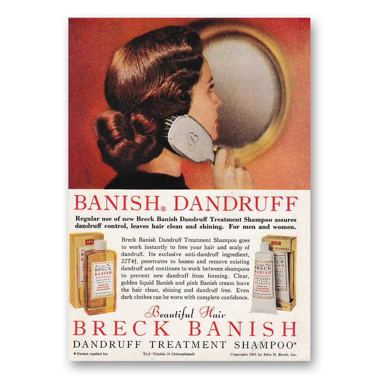 1962 Breck Shampoo Banish Dandruff Vintage Magazine Print Ad