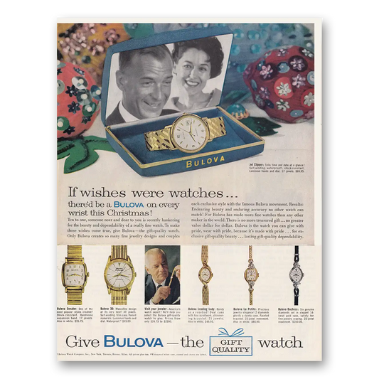 1962 Bulova Watch Wishes Were Watches Vintage Magazine Print Ad