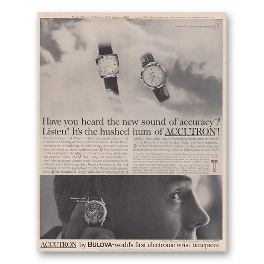 1962 Accutron Watch New Sound of Accuracy Vintage Magazine Print Ad