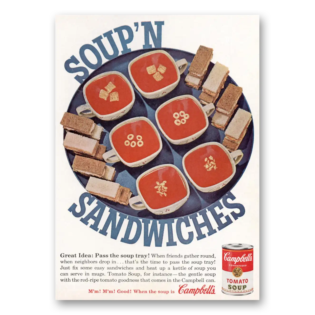 1962 Campbells Tomato Soup Soup n Sandwiches Vintage Magazine Print Ad