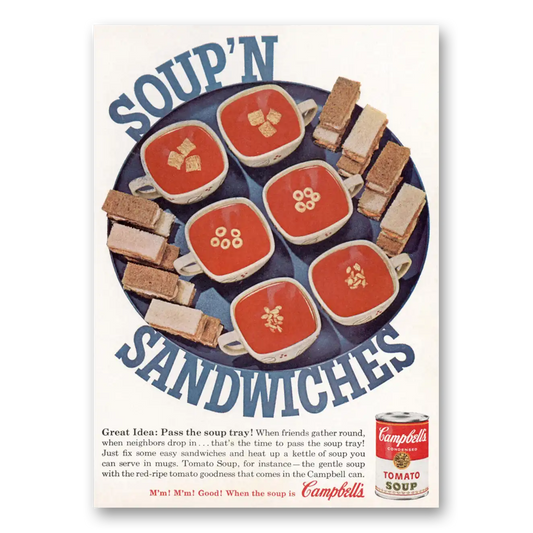 1962 Campbells Tomato Soup Soup n Sandwiches Vintage Magazine Print Ad